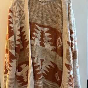 Altar'd State Beige and Rust Patterned Cardigan